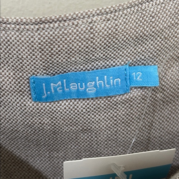 NWT J. MCLAUGHLIN Leah Linen Blend Dress Oatmeal Tan Size 12 - Picture 4 of 16